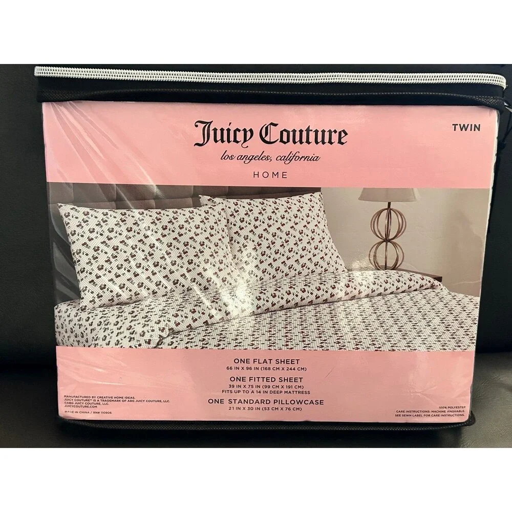 Juicy Couture  Cherries Polka Dots Twin Sheet Set New